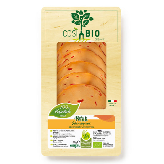 Χορτοφαγικές/Vegan φέτες από Σόγια με Πιπεριές (80γρ)